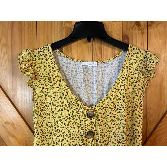 Day to Day Blu Pepper Tiered Short Sundress Yellow Red Brown Size Large (5316) - Picture 2 of 7